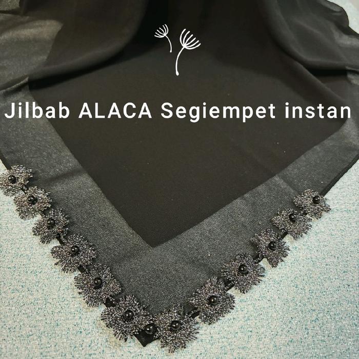 Jilbab Alaca Segiempat Instan by Aniezza Temboro Cadar Khimar dengan Hiasan Bunga Elegan