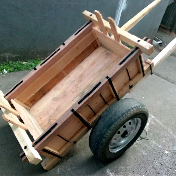 Gerobak Kayu/Semen/Pasir/Batu Serbaguna Ban mobil Ukuran 120x65x30