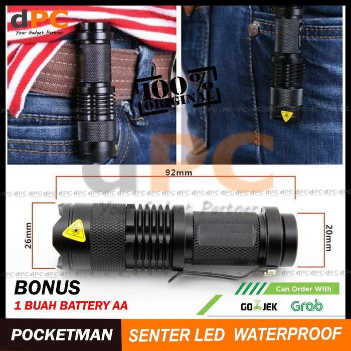 Paket Senter LED Pocketman 2000 Lumens Waterproof