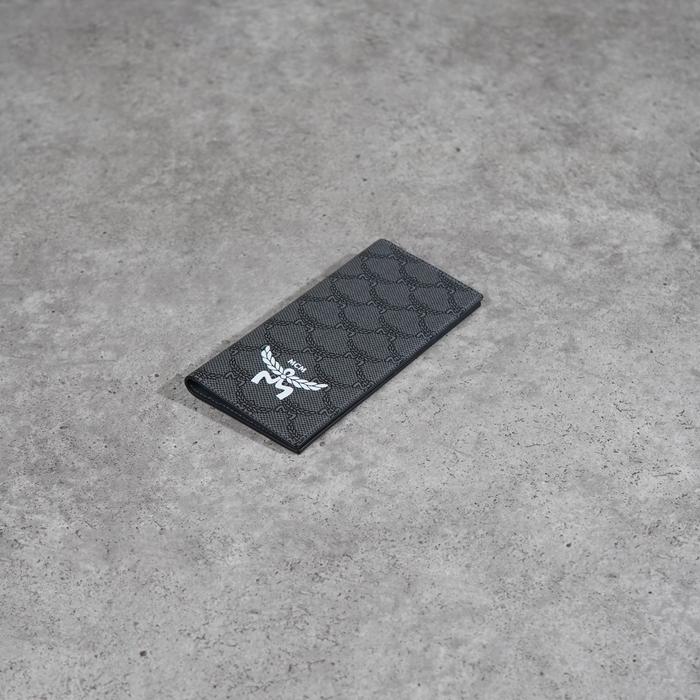 Dompet MCM MONOGRAM WHITE LOGO GREY BLACK LONG WALLET 100% ORIGINAL - 18X9CM