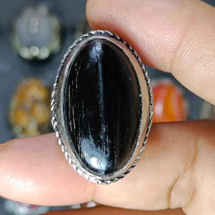 cincin batu akik fosil kelor kendit tembus senter
