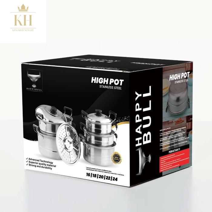 KH- panci steamer tutup stainless set 5 in 1/ panci kukus serbaguna