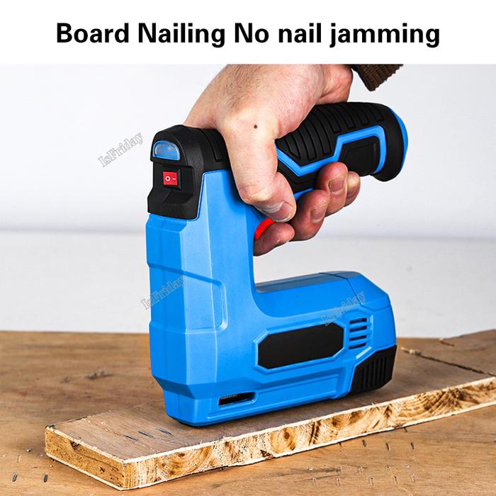 Electric Brad Nailer Cordless Electric 2 in 1 Nailer/Stapler Gun with 800pcs Nails DIY Woodwork Fram