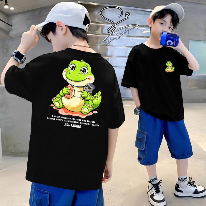 KAOS ANAK  NOL PAKING DINO BUAYA DARAT HIJAU NOLPAKING BAJU NOL PAKING KAOS HEREX COMBED 24S DTF