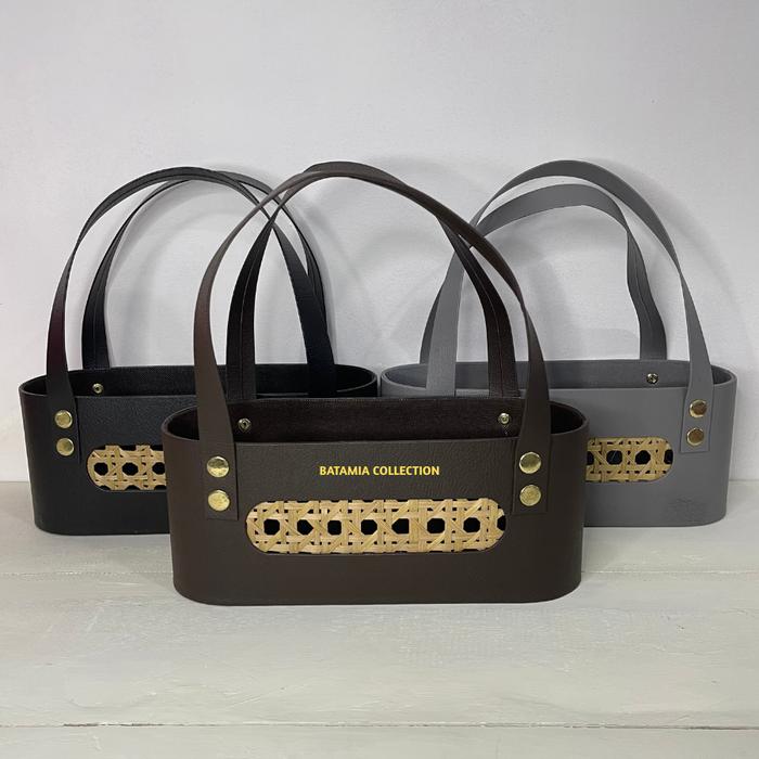 Tas Rinjing Anyaman Bambu Tas Wanita Kulit Sintetis