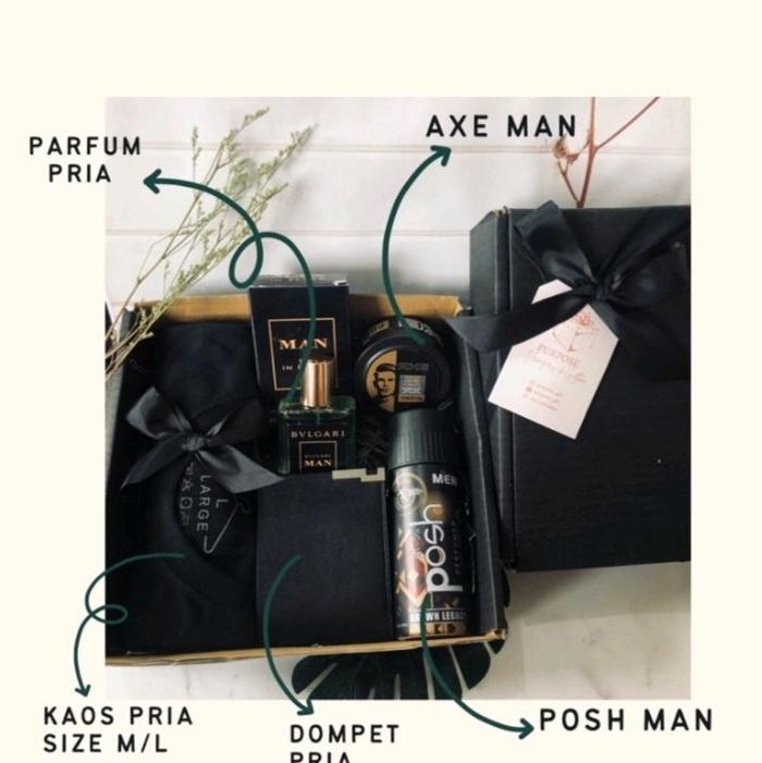 Hampers Parfum AXE MAN, KAOS PRIA SIZE M/L, DOMPET PRIA, & POSH MAN untuk Gift
