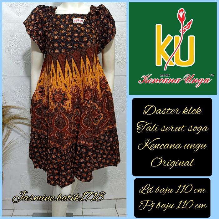 Daster klok tali serut di pundak Ld 110cm// kencana ungu kui & sesawi lebel hitam