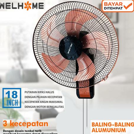 Kipas Angin Welhome WH-1866 Dengan 5 Baling Besi Ukuran 18 Inchi/Kipas Angin Welhome WH-1866 Dengan 