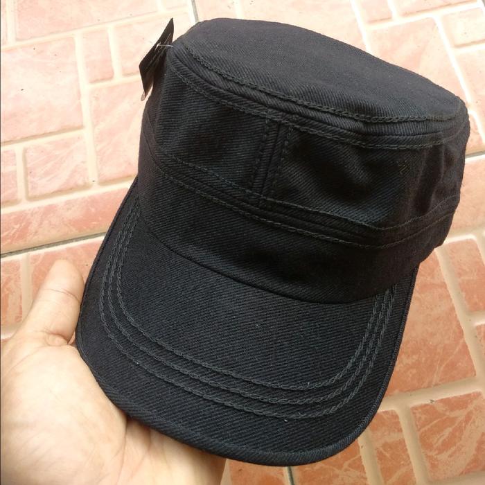 TOPI KOMANDO POLOS HITAM TOPI PET ATAU PENDEK