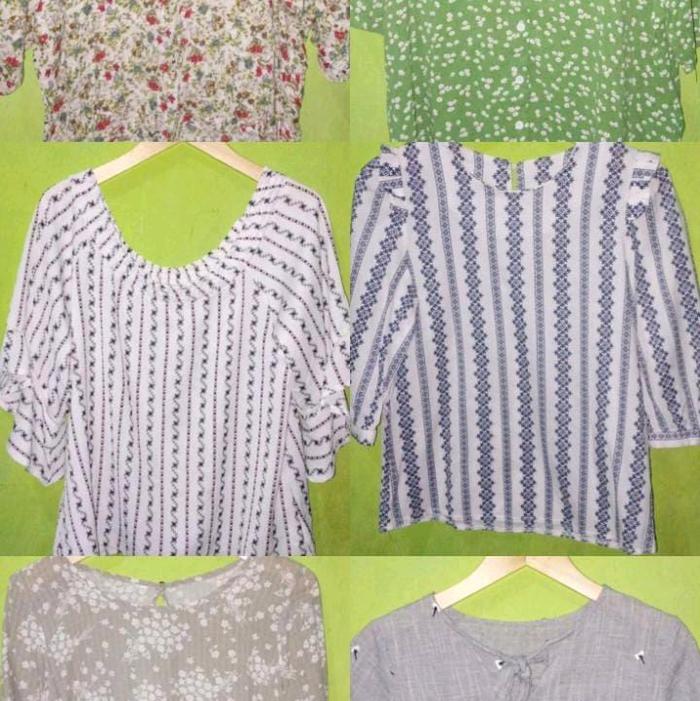 baju celana Thrift Wanita Katun Motif Panjang Pendek Atasan