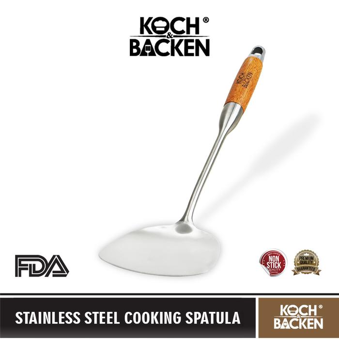KOCH&BACKEN Spatula Sutil Stainless Tebal Sodet Gagang Kayu 38cm