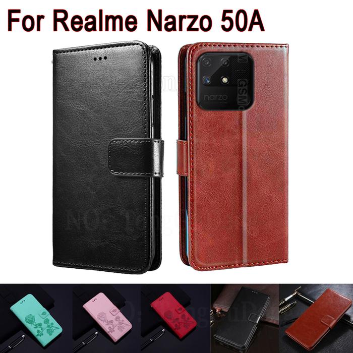 Narzo50A Leather Hoesje Cover For Realme Narzo 50A Case Phone