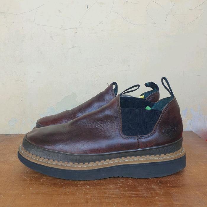 Sepatu Boots Georgia Boot Casual Slip On Leather Vintage Brown Size 44