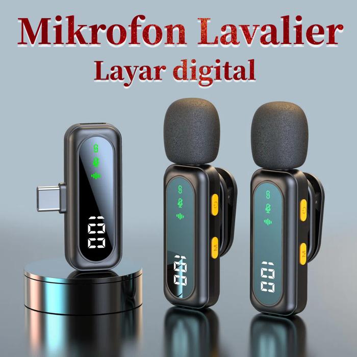 Wireless Microphone Clip On Mic Portable Microphone Mikrofon Lavalier HP Untuk  Live Streaming