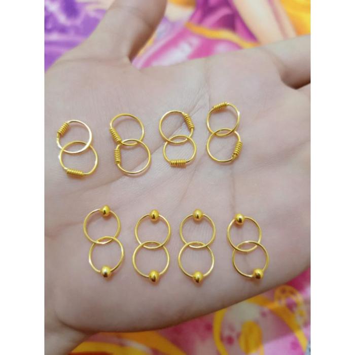 Anting Bayi Bulat Perak 925 Lapis Mas 24K Tahan Lama