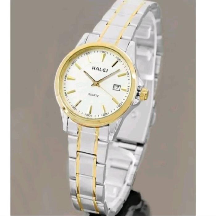 Halei 563 silver gold jam tangan cewek original