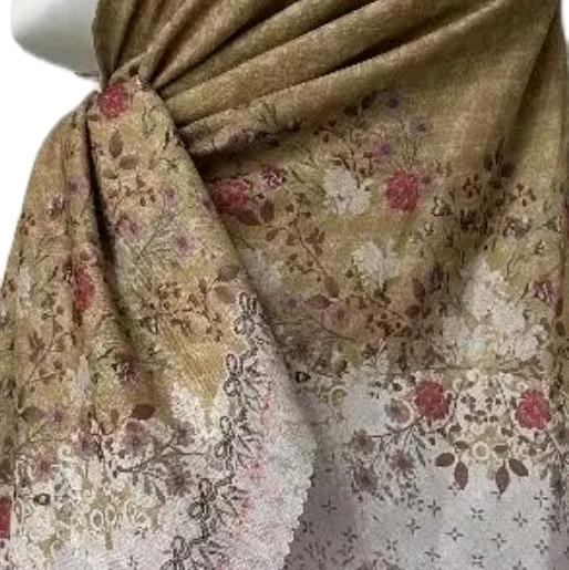 kerudung motif kuning elegan dan cantik