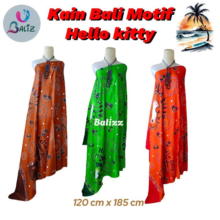 Kain Bali Pantai - Kain Bali Motif Karakter HelloKitty JUMBO - Sarung Pantai - Sarung Bali - Kain Pa