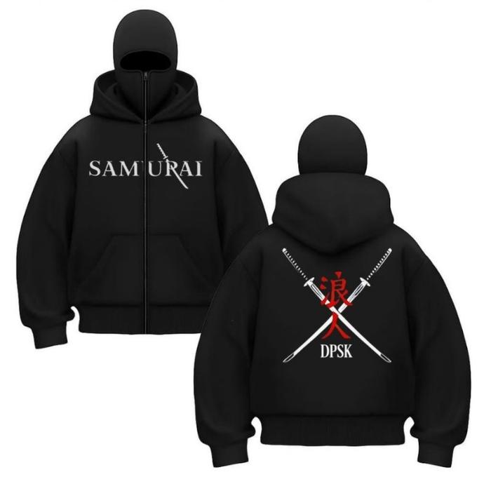 Star Boys HOODIE BALACLAVA UNISEX METAL ZIPPER JAKET BOXY HITAM Fleece 280 Gsm Material Premium deng