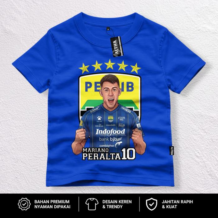 KAOS DISTRO ANAK 1-12 TAHUN EDISI MARIANO PERALTA & PRABU || BAJU ATASAN ANAK ALTHA PERSIB