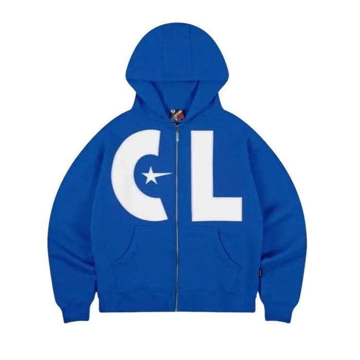 Jaket Hoodie Boxy Zipper Calle Blue Oversize Premium Quality Unisex Street Wear