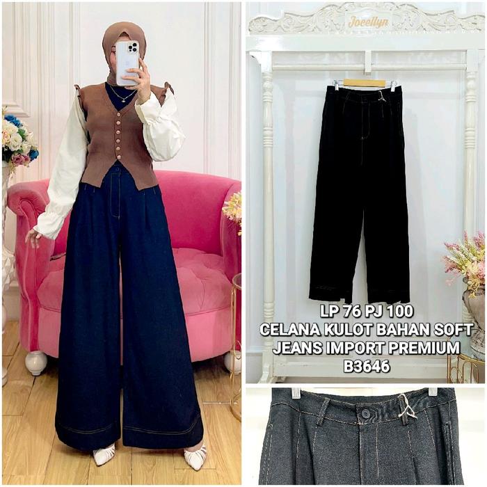 Celana kulot katun denim premium jocellyn B3646