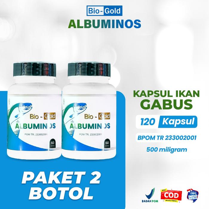 Bio Gold - Bundling 2 Botol Albuminos Kapsul Ikan Gabus Channa Untuk Perawatan Luka Operasi Bedah