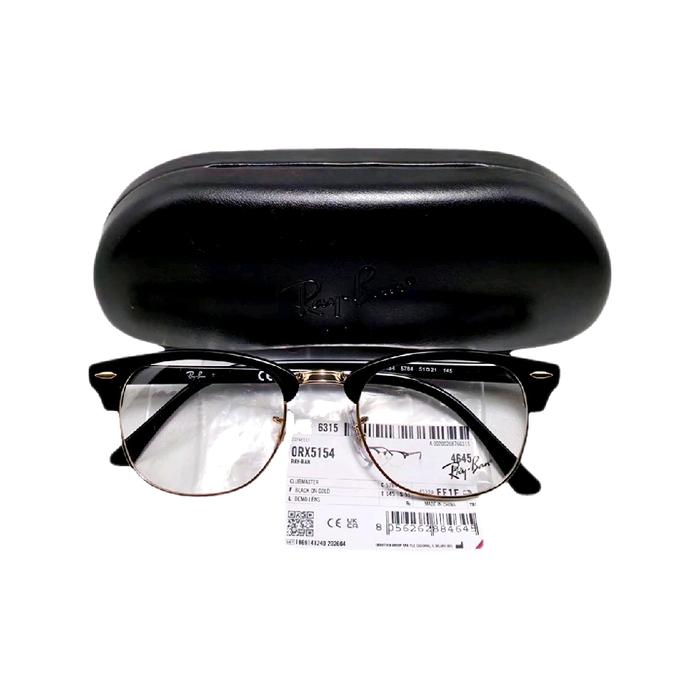 Frame Kacamata Clubmaster Rayban Original Rb5154 5784 Black on Gold