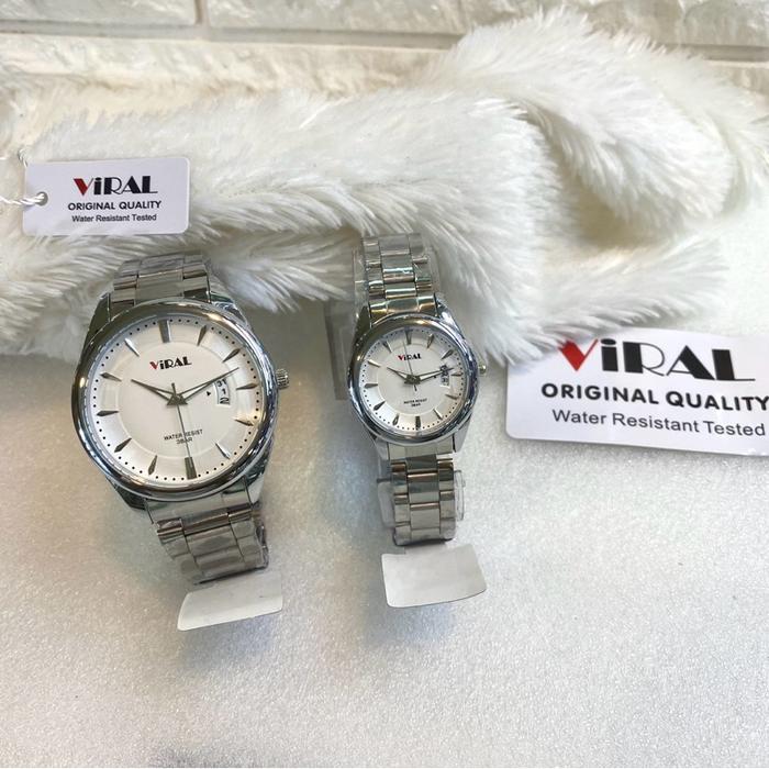 MERK VIRAL,,Jam Tangan Couple Viral Original WaterResist Tanggal Aktif