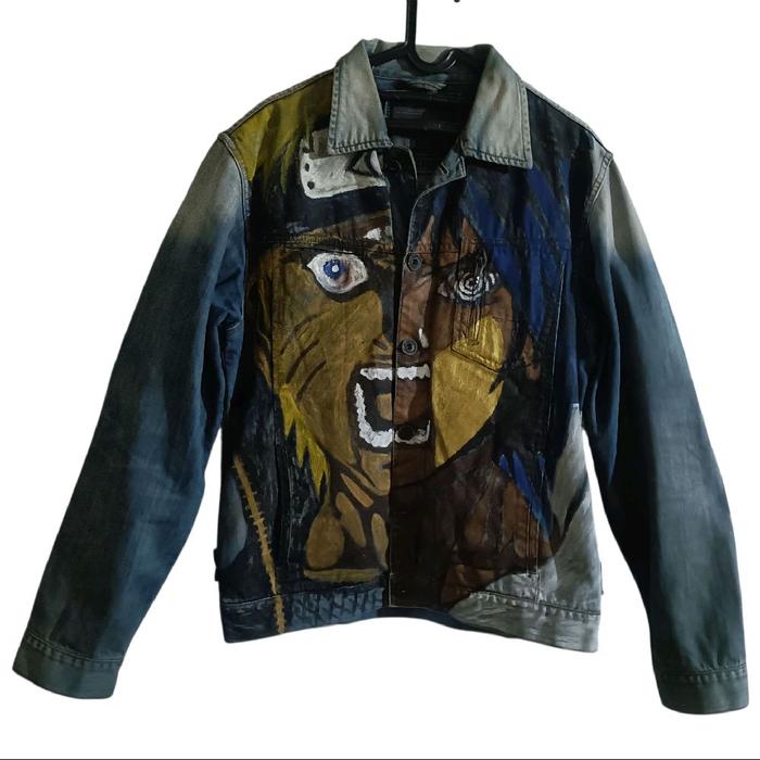 Jaket Jacket Jeans Denim Cardinal Original Painting
