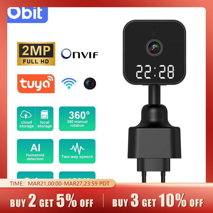 DBIT kamera penahan Wifi 1080P HD, kamera pengawas waktu Tuya