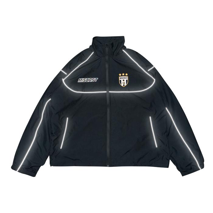 Miscast Tracksuit Jacket Reflective Vintage Feast Hitam hoodie boxy oversize