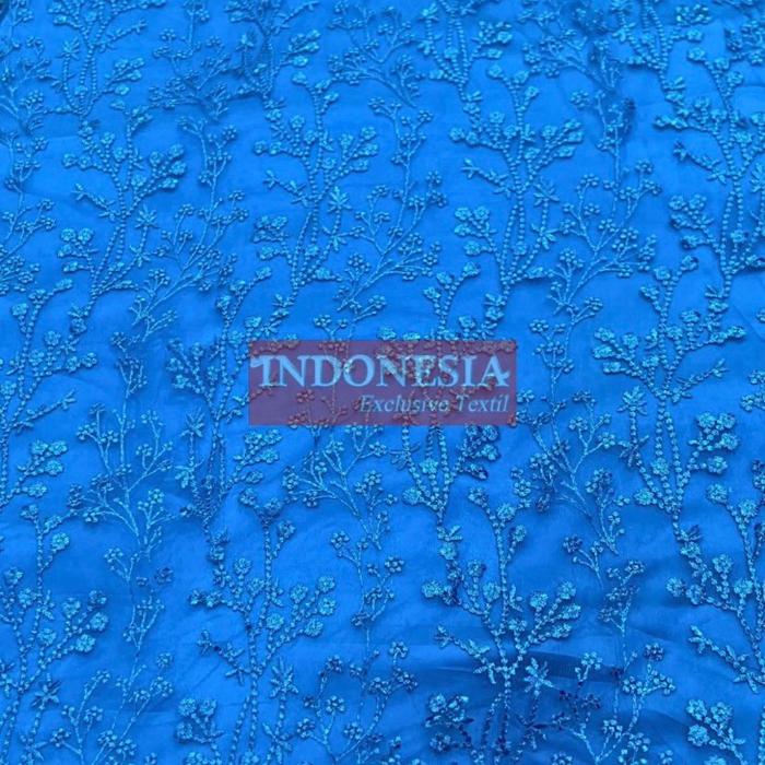 New Indonesia Textile Tule Rayaina - Kain Tule Boridr Motif Bunga Elegan untuk Kebaya/Pakaian Wanita