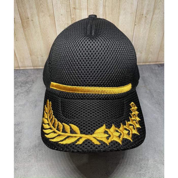 Topi Jaring Padi Kapas List Polos - Topi Velcro - Topi Jaring - Topi Hitam
