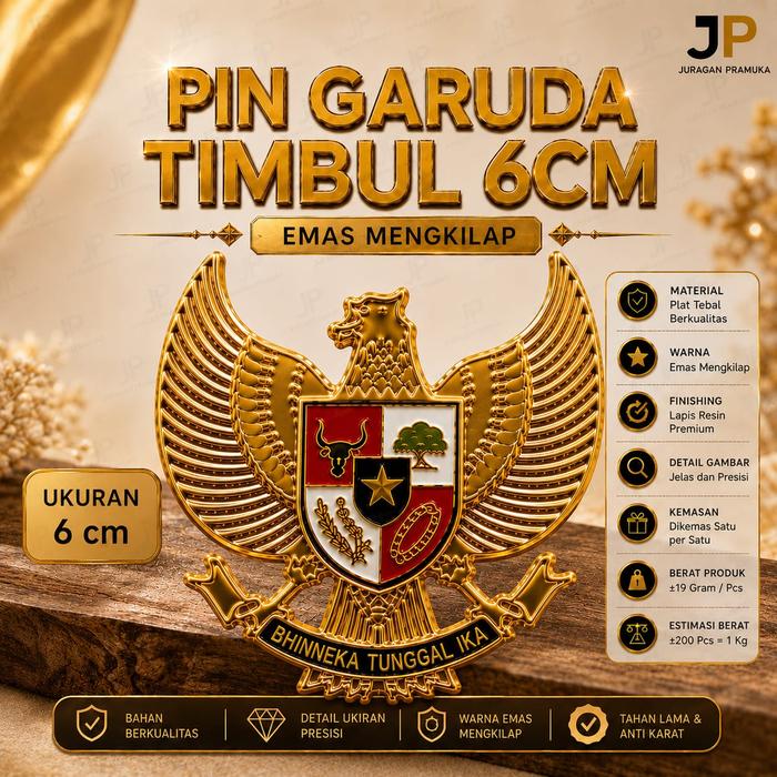 Pin garuda timbul 6 cm / pin garuda peci paskibra / peniti lapis resin / Atribut Agustusan