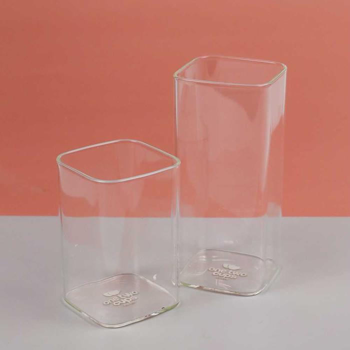 gelas minuman borosilicate glass 250ml 400ml Gelas Kaca kotak Gelas kopi teh juss Bar Gelas Wine Gel