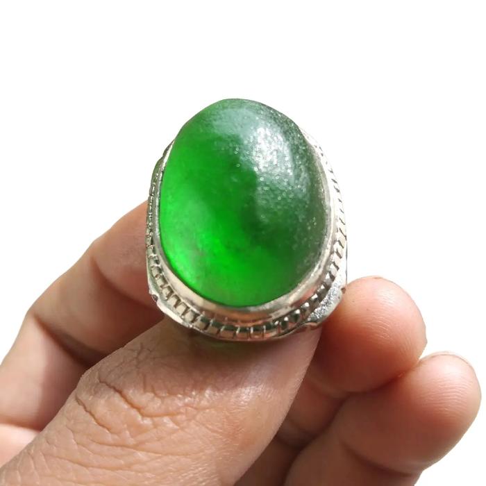 Cincin batu akik meteor hijau