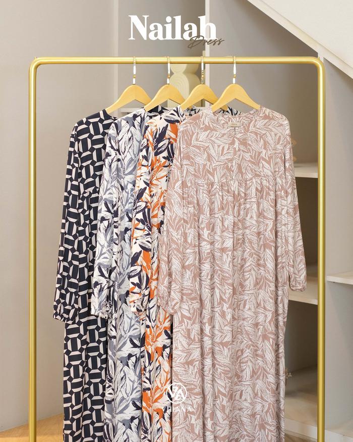 Nailah Dress New by Vhiana Muslim Wanita Gamis Rayon Dewasa
