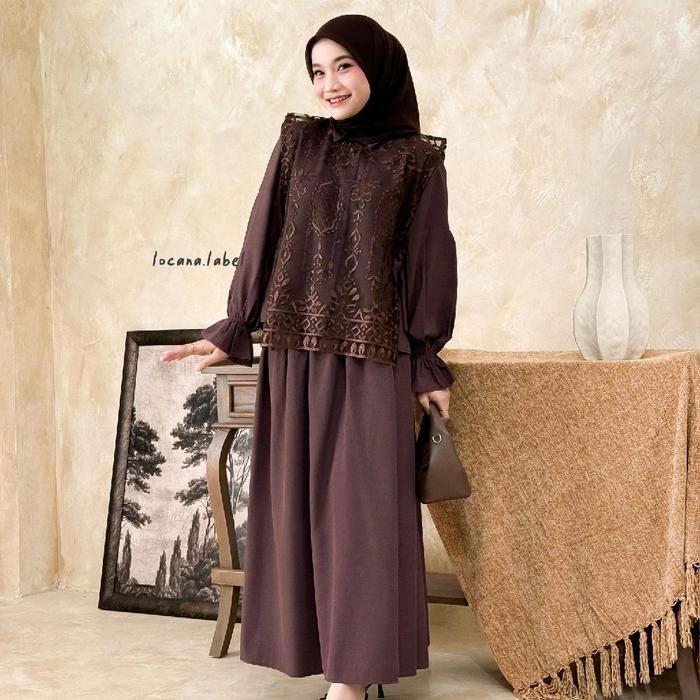 Setelan Atasan Rok Quinzy Set LOCANA LABEL ORI