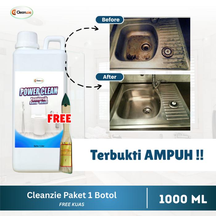 Cleanzie Official | Cleanzie Power Clean 1 Liter | Pembersih Kerak Kamar Mandi | Free Kuas