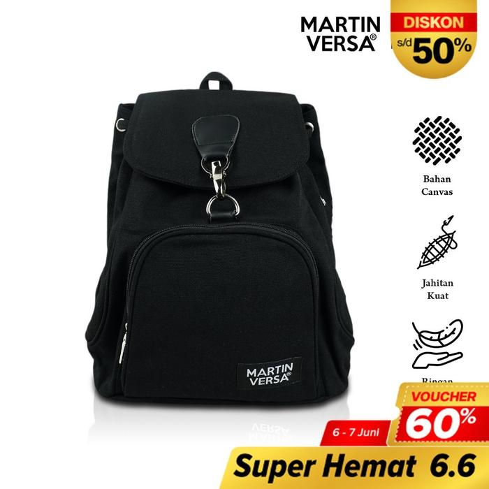 MARTIN VERSA Tas Ransel Wanita 35 CM Woman Backpack Kanvas TR5LITE-Hitam