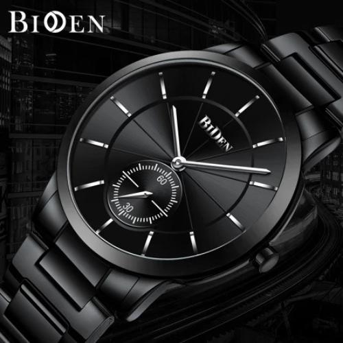 BIDEN 0178 Jam Tangan Pria Bisnis Santai Mode Anti Air Kuarsa Tali Stainless Steel Jam Tangan Cowok 