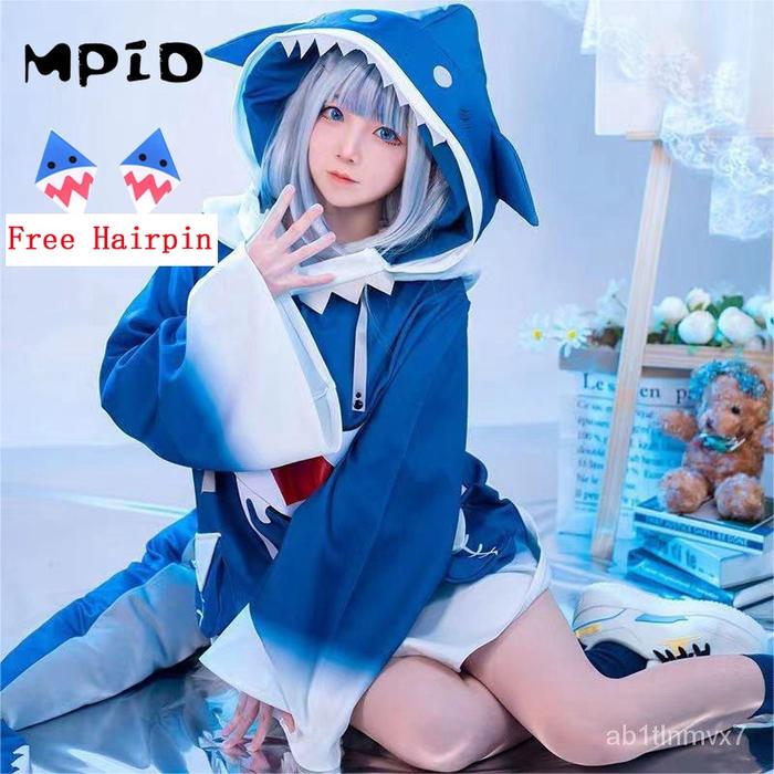 【MPID】Ready Stock VTuber Hololive Gawr Gura Cosplay Costume ENG Shark Kid Hiu Kostum Karnaval Anak B