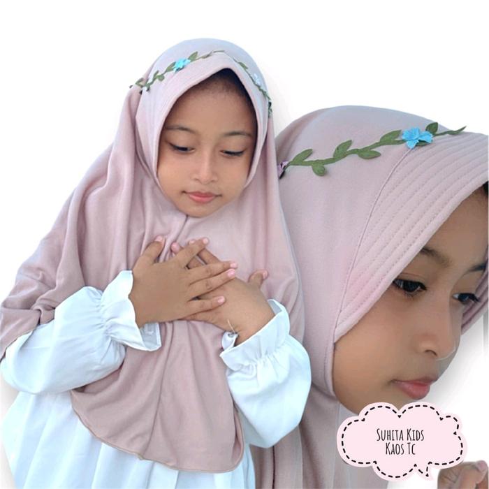 Jilbab Bergo Anak Bando perempuan terbaru/Kerudung anak 6-12 tahun kekinian 2024/Hijab Bergo pet ant