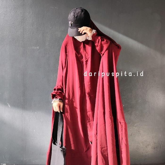Khimar Overhead Terbaru 2025 Floor Khimar French Khimar Renda Lengan /Khimar Hijab Lengan Jumbo Baha