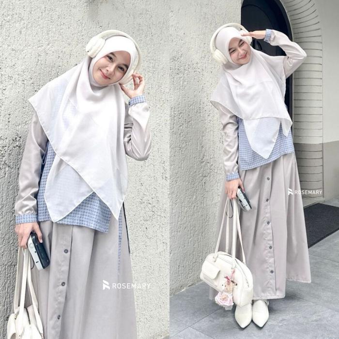 SAKEENA SET (DRESS DAN ROMPI/VEST)| Dress Rompi Remaja | Dress Korea | Gamis Idul Fitri ORI