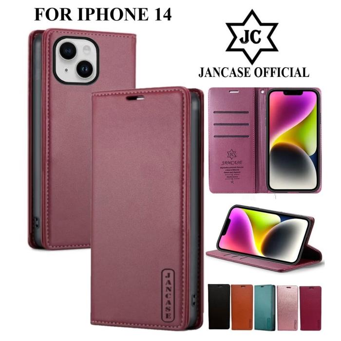JANCASE FLIP WALLET UNTUK IPHONE 14 cover premium casing dompet handphone