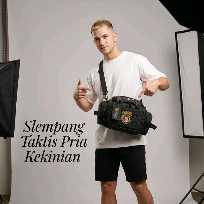 TAS SLEMPANG WARIOR BANDUL BERKUALITAS Tas Sling Pria Modis & Kuat dengan Logo Stylish Bahan Kain Ko