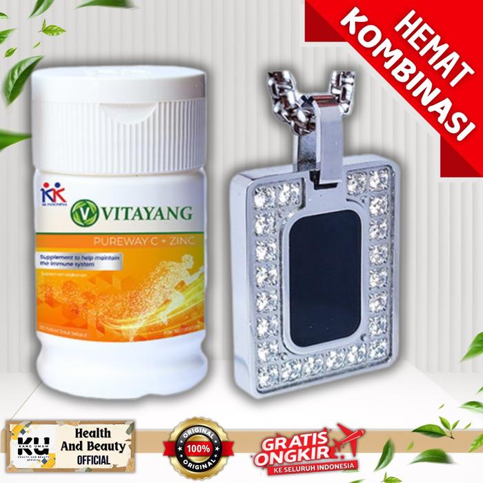 Beli 1 Gratis 1,, Beli 1 Kalung KK Liforce Square Stone#2 Stone Gratis +1 Botol PUREWAY C+ZINC - Ban