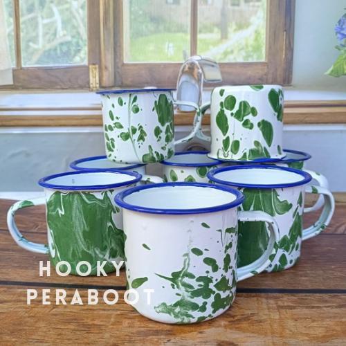 Hooky Peraboot 12 PCS Cangkir Lurik Hijau Mewah Bahan Stainless Tebal Desain Elegan Fungsi Praktis u